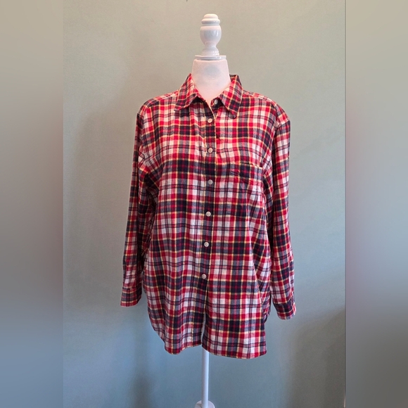 Jones Jeans Plaid Flannel Button Down Shirt Size 2X Red Navy Yellow - Picture 2 of 11